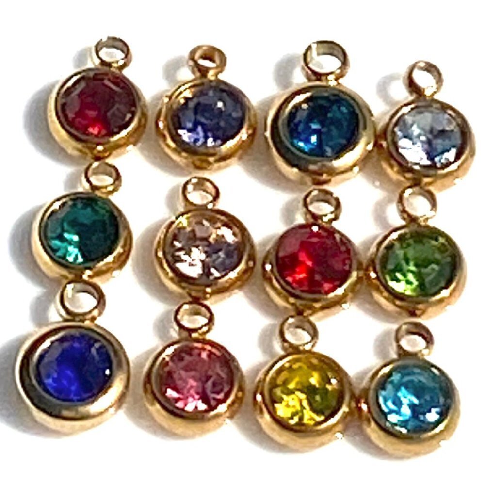 Heart & Key with Birthstone Dangle Charm - Picture 2 of 3